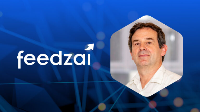 Feedzai logo next to Headshot of Robert Harris, Senior Director of Product Marketing for Feedzai.