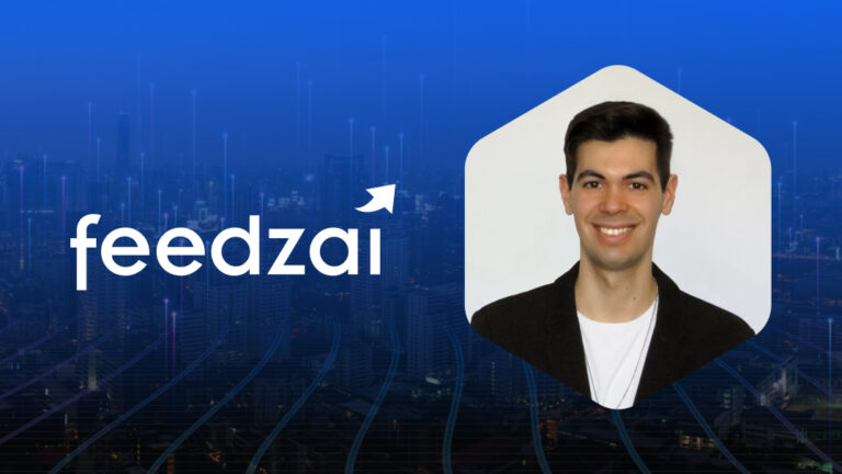 Headshot of Feedzai Product Marketing Specialist, Bruno Terroso & Feedzai logo