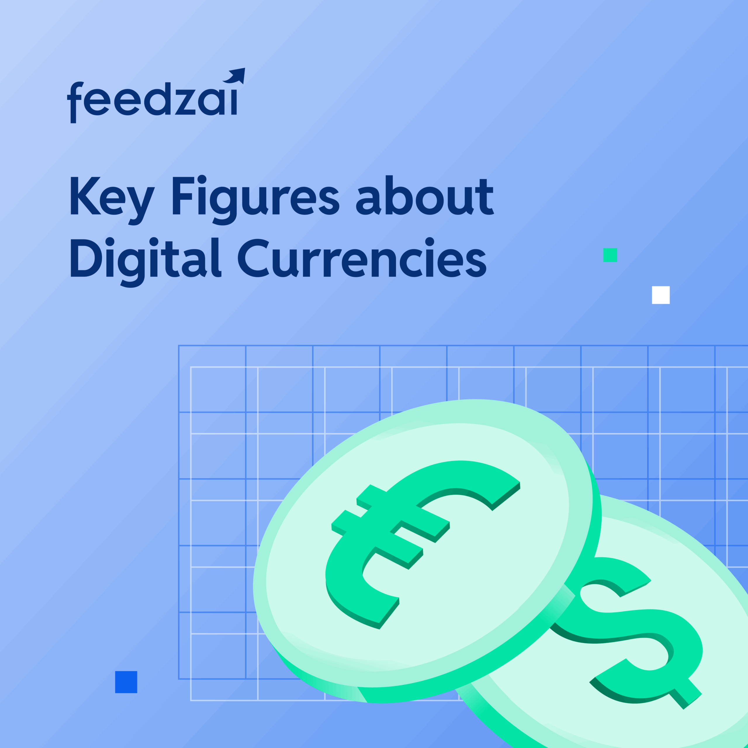 Illustration with digital euro and dollar, copy: Key Figures about Digital Currencies