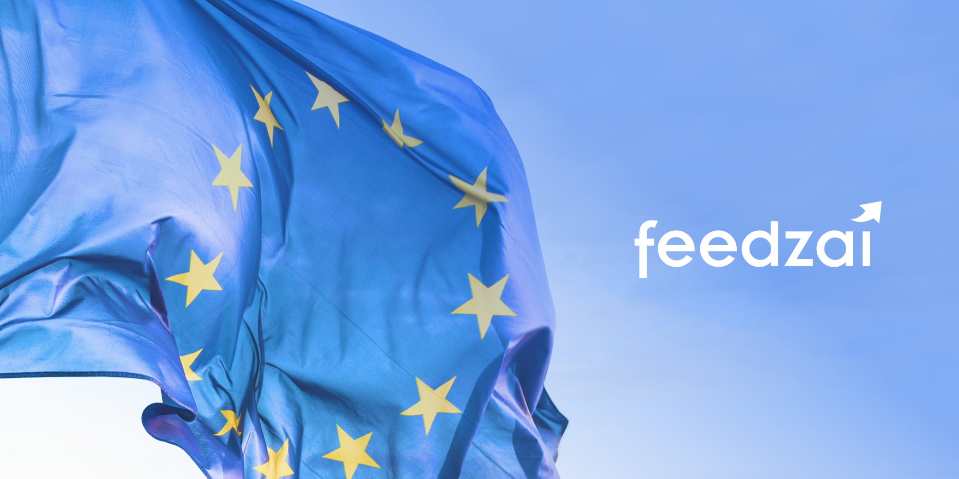 Illustration of European Central Bank flag & Feedzai logo - for blog on Feedzai protecting the digital euro for ECB