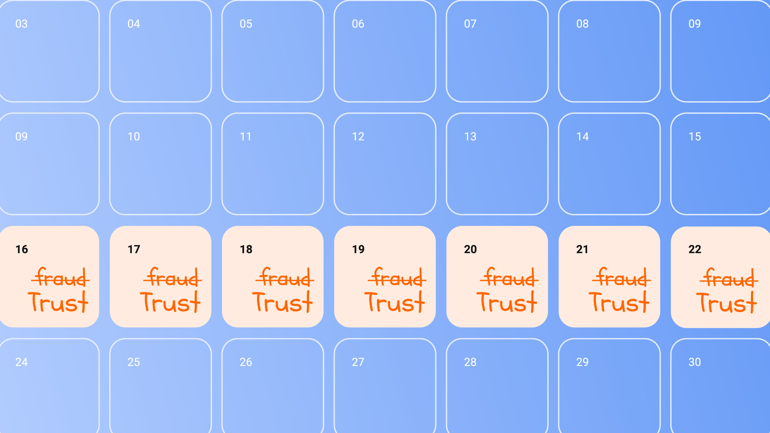 Illustration of calendar for Feedzai article, "Why I'm Optimistic This Fraud Week"