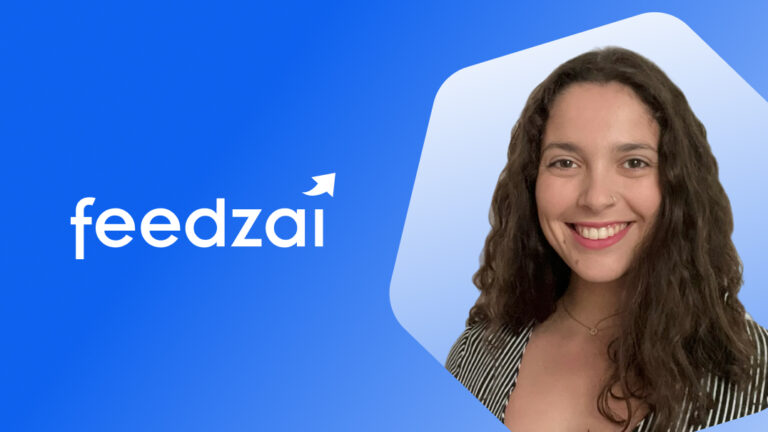 Feedzai logo and headshot of Catarina Godinho, Advanced Product Marketing Specilialist - for Feedzai article, Building Trust in the New Era of Digital Currencies